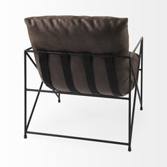 Dark Brown Faux Leather Contemporary Metal Chair