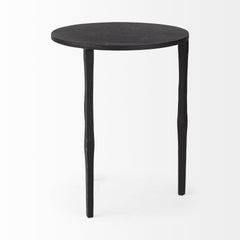 20" Black Iron Round End Table