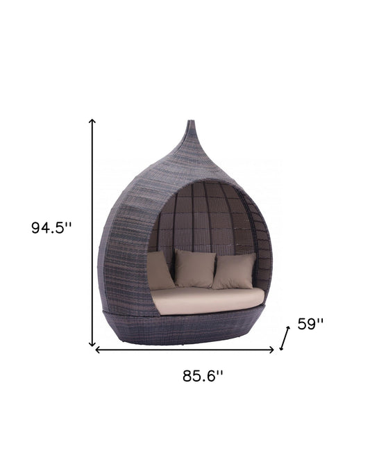 Teardrop Shaped Brown and Beige Daybed