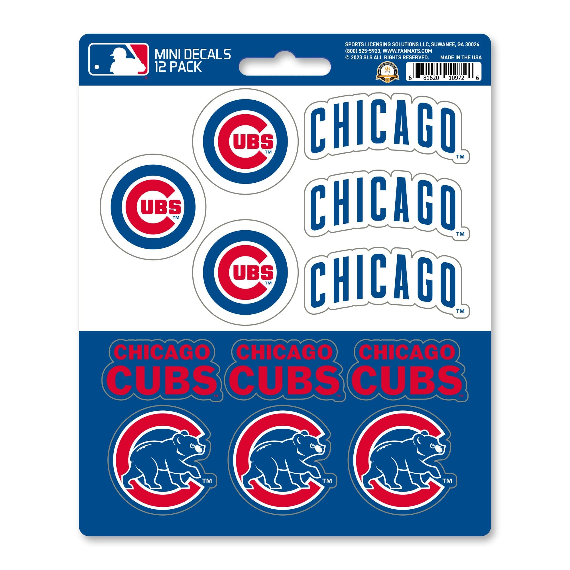 Chicago Cubs 12 Count Mini Decal Sticker Pack - Chicago Cubs