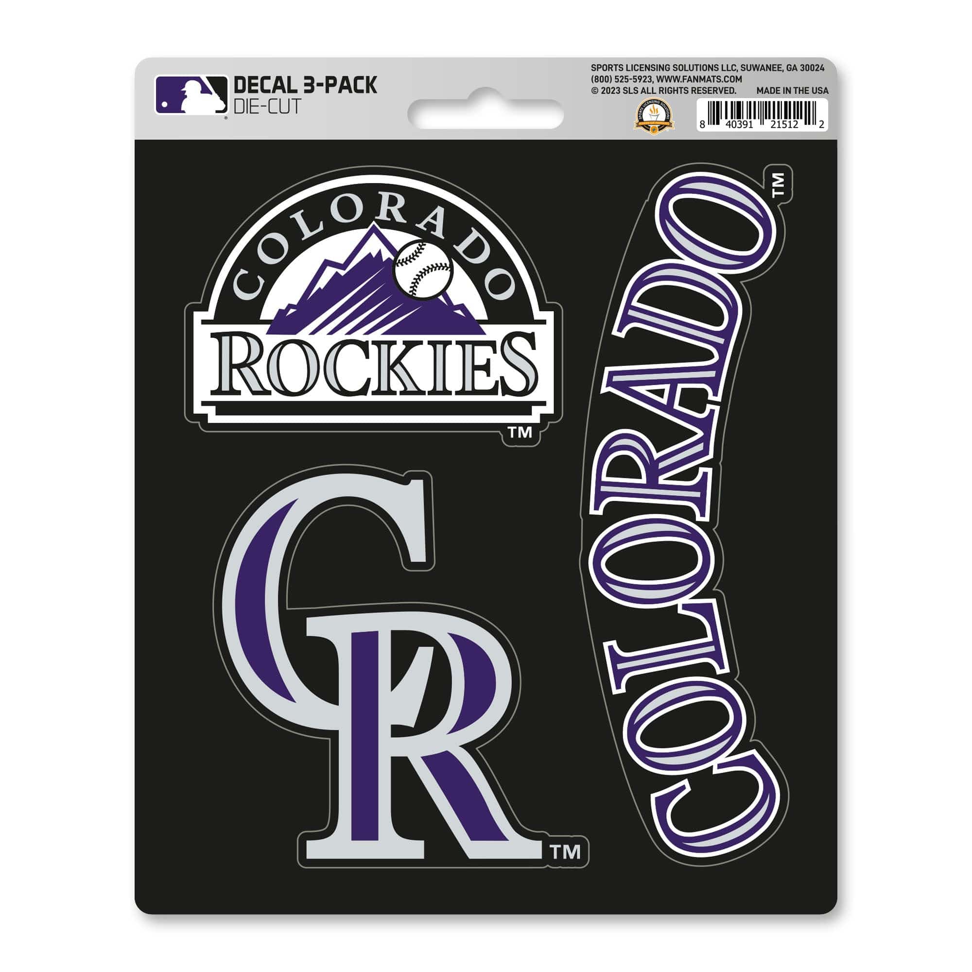 Colorado Rockies 3 Piece Decal Sticker Set - Colorado Rockies