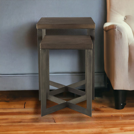 26" Brown Solid Wood Square End Table