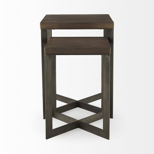 26" Brown Solid Wood Square End Table