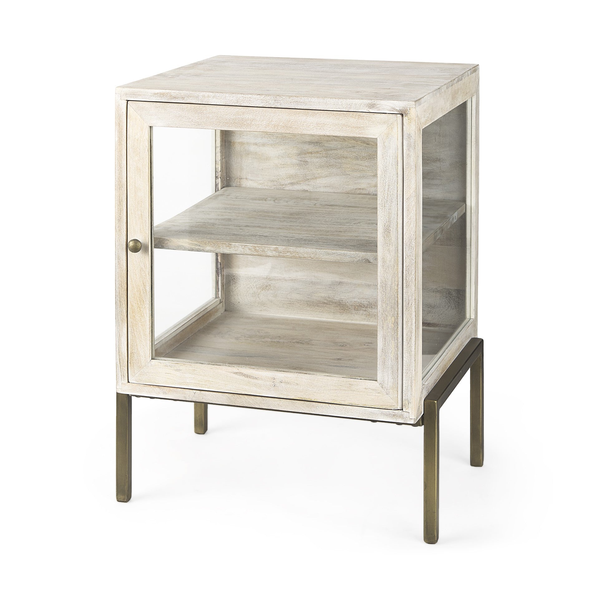 24" Beige Solid Wood Square End Table