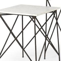 24" Bronze And White Marble Square End Table