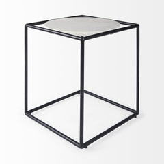 22" Black Marble Round End Table