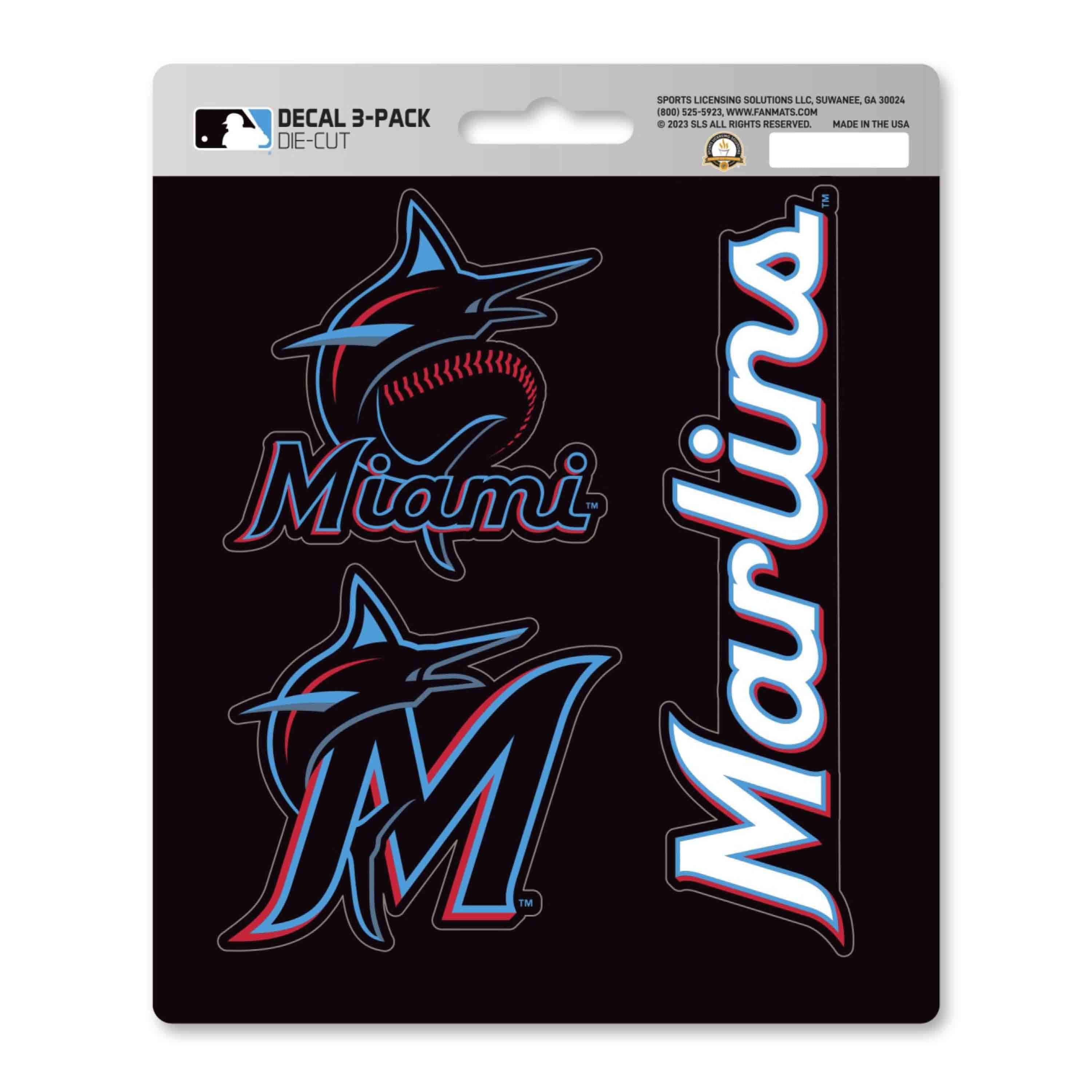 Miami Marlins 3 Piece Decal Sticker Set - Miami Marlins