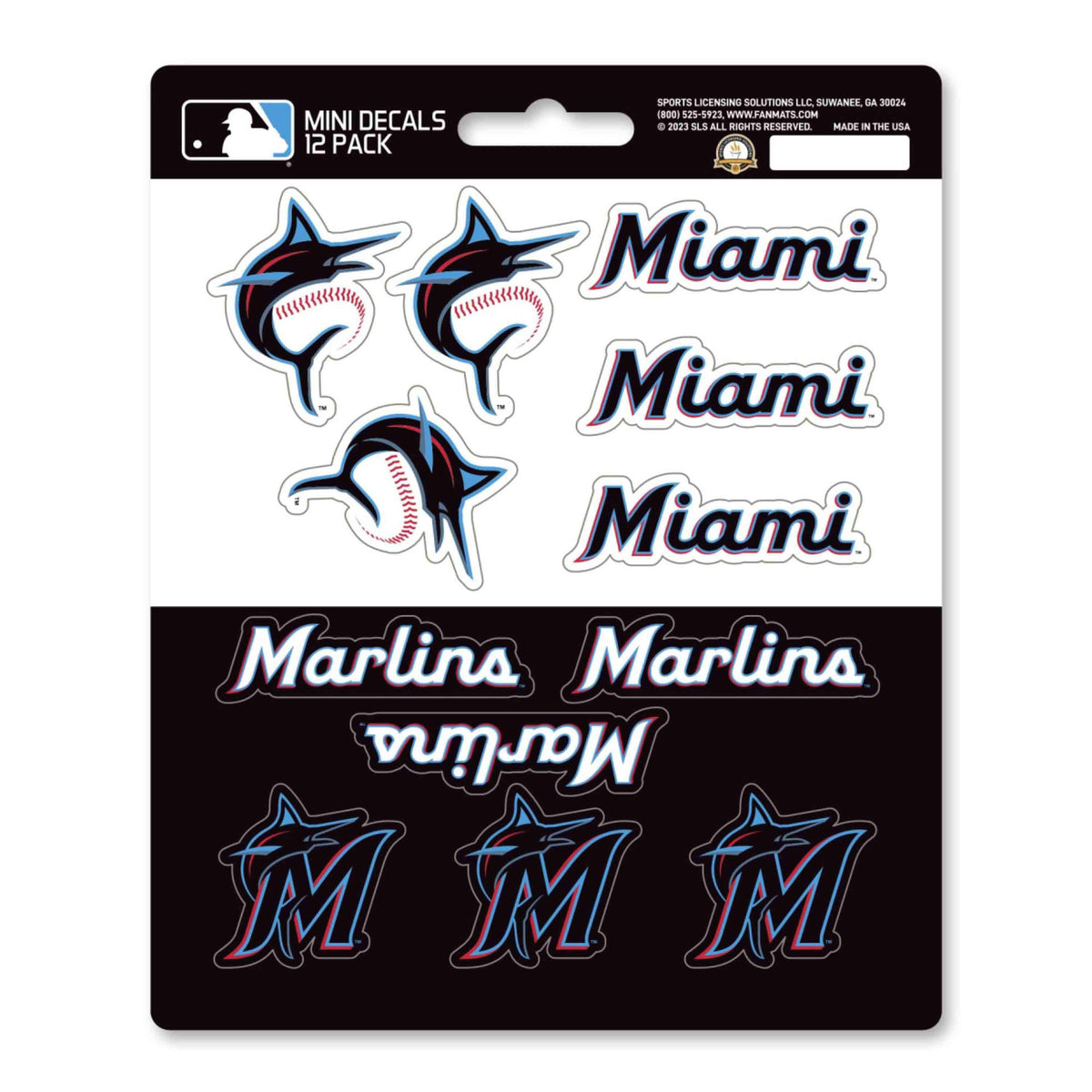 Miami Marlins 12 Count Mini Decal Sticker Pack