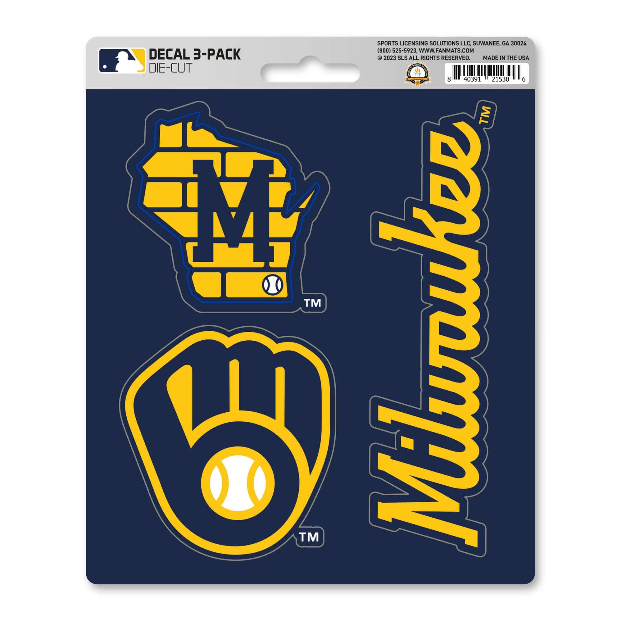 Milwaukee Brewers 3 Piece Decal Sticker Set