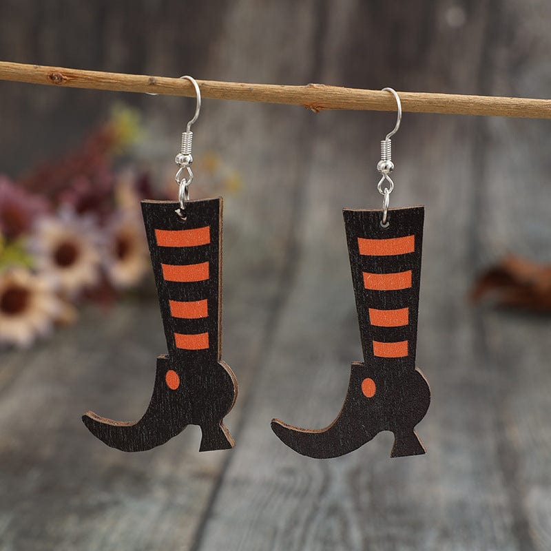 Alloy Wooden Boots Earrings - Trendsi