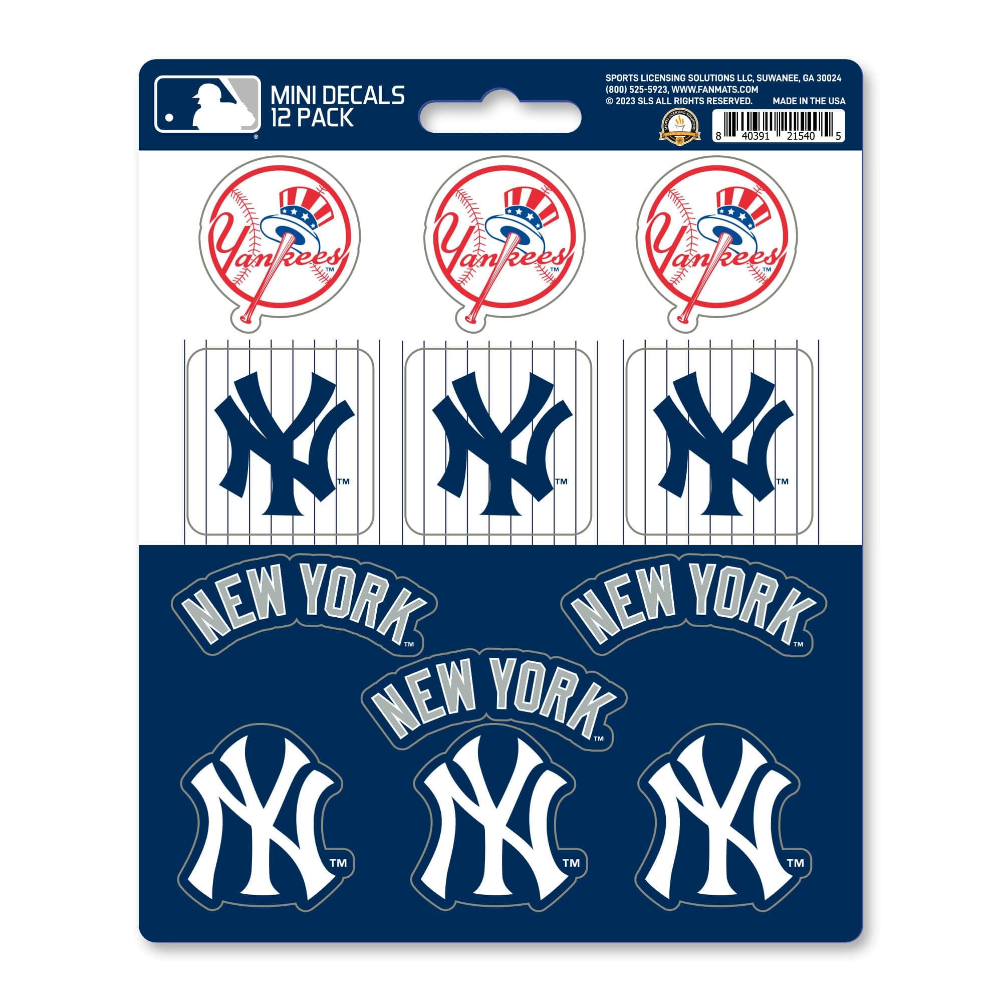 New York Yankees 12 Count Mini Decal Sticker Pack - New York Yankees