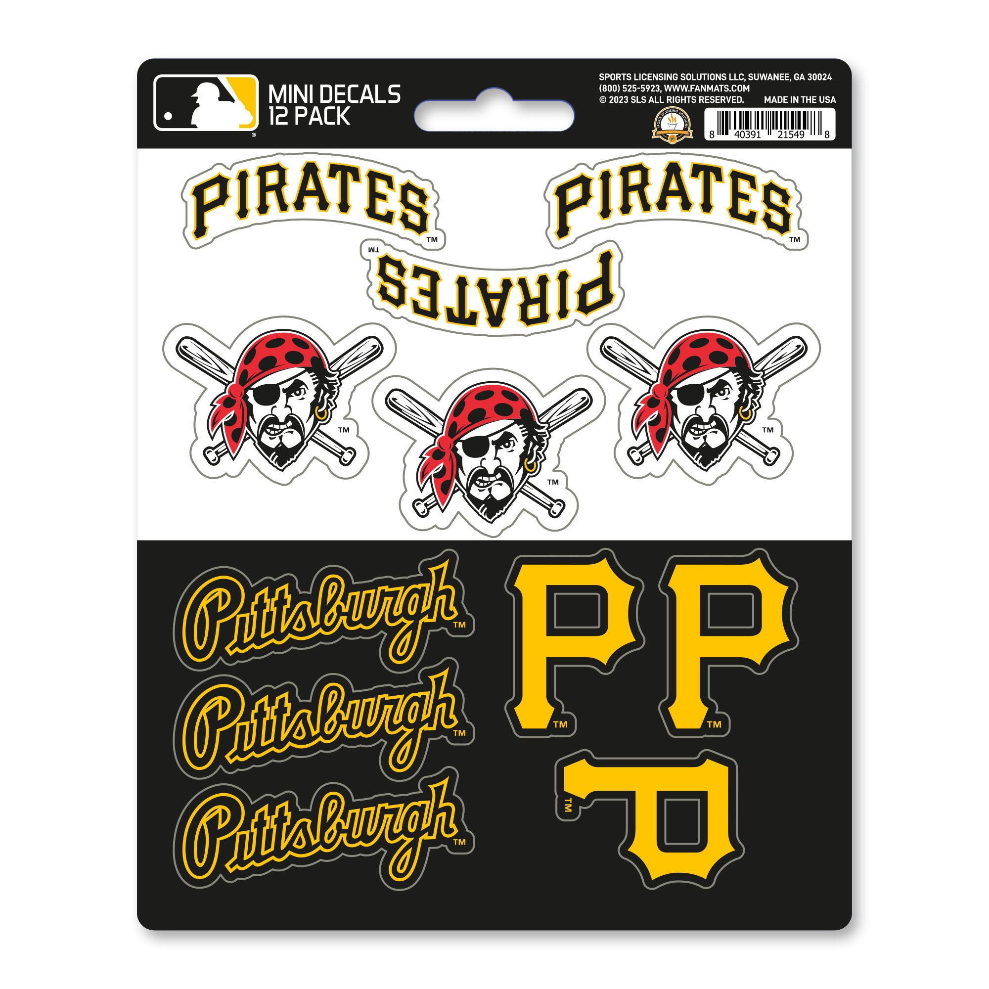 Pittsburgh Pirates 12 Count Mini Decal Sticker Pack