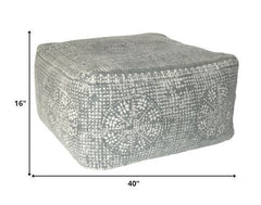 Light Gray Patterned Rectangle Pouf