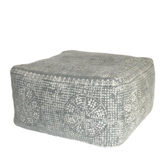 Light Gray Patterned Rectangle Pouf