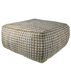 Natural Hemp Dotted Rectangle Pouf