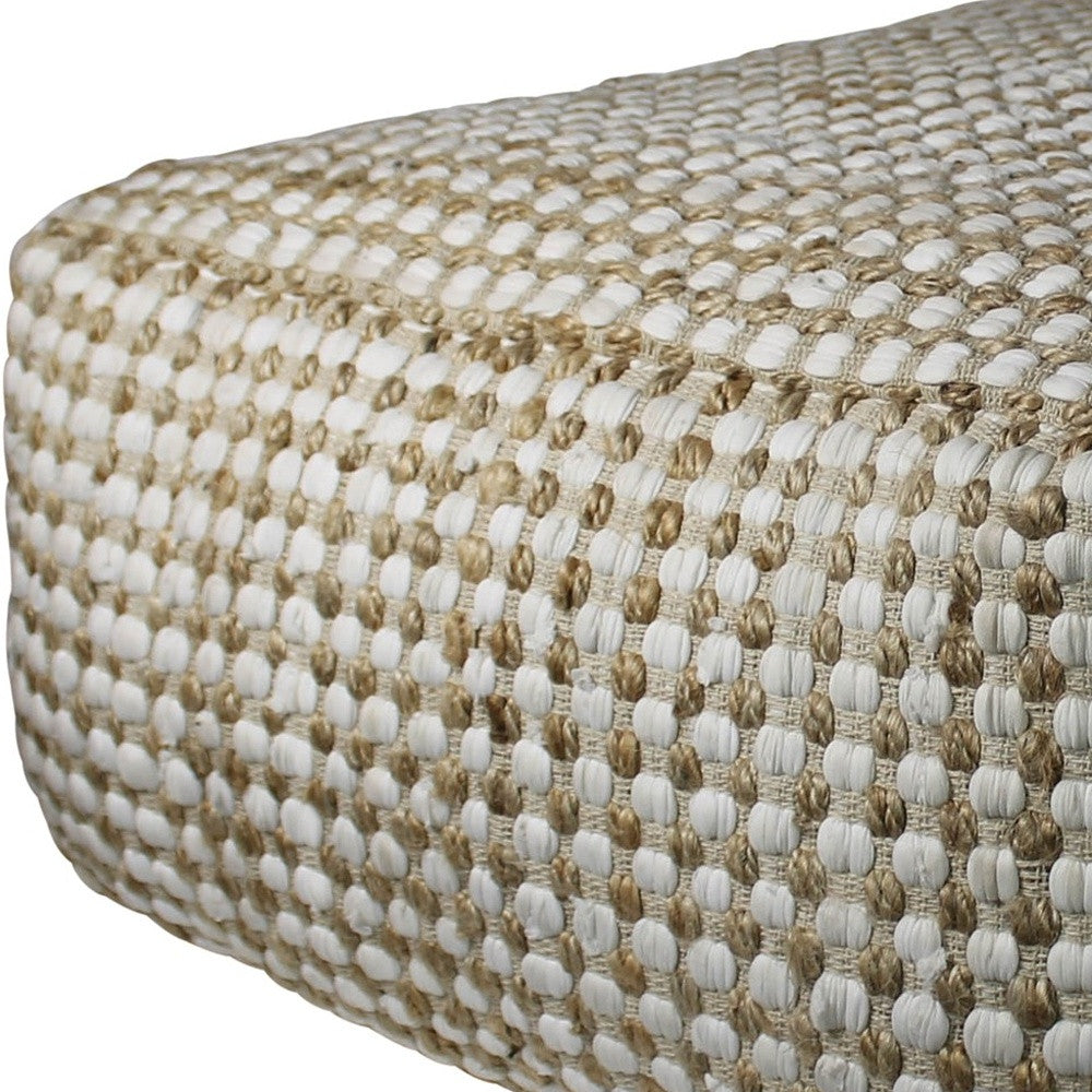 Natural Hemp Dotted Rectangle Pouf