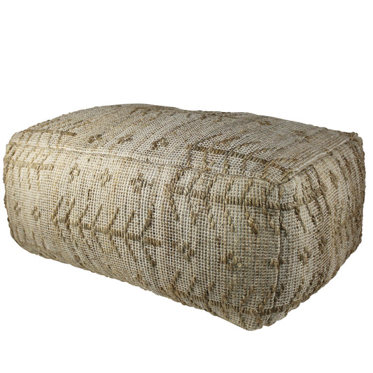 Natural Hemp Textured Rectangle Pouf