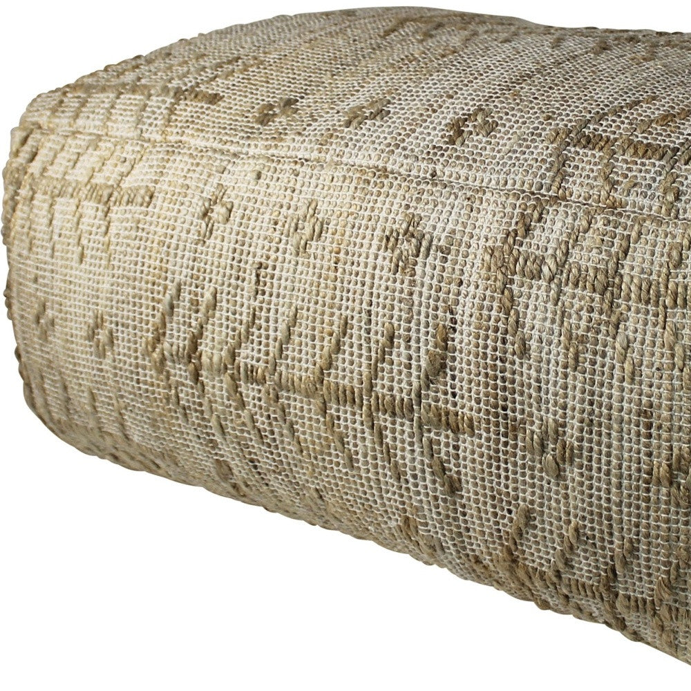 Natural Hemp Textured Rectangle Pouf