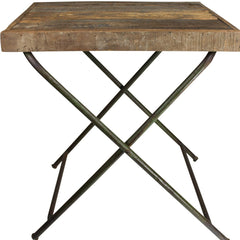 30" Charcoal And Wood Brown Solid Wood End Table