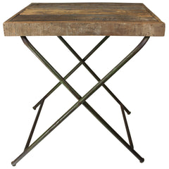 30" Charcoal And Wood Brown Solid Wood End Table