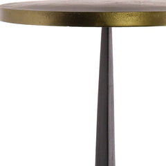 21" Black And Antiqued Bronze Distressed Iron Round End Table - Homeroots