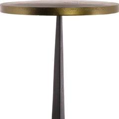 21" Black And Antiqued Bronze Distressed Iron Round End Table - Homeroots