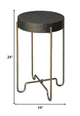 24" Brass And Black Iron Round End Table