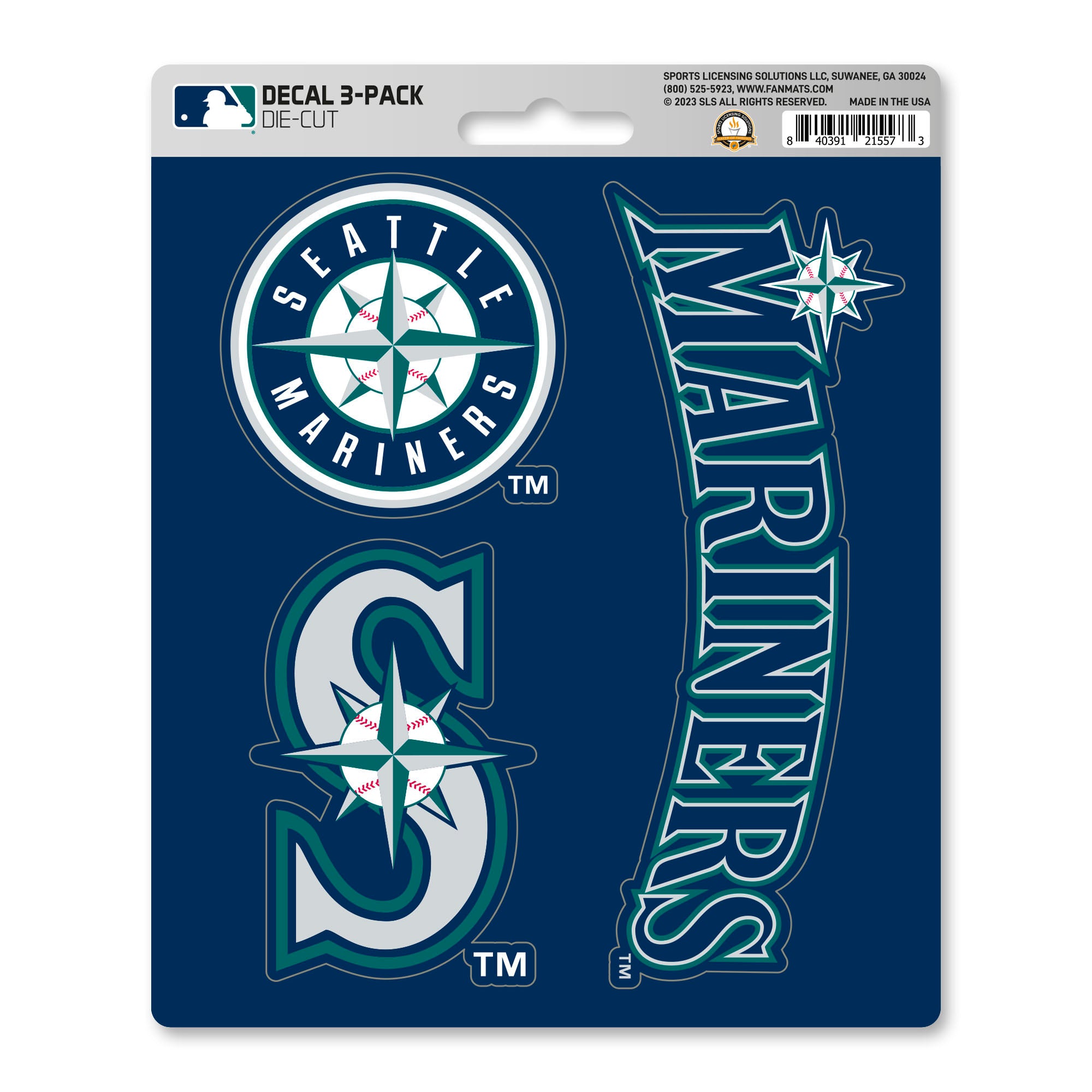 Seattle Mariners 3 Piece Decal Sticker Set