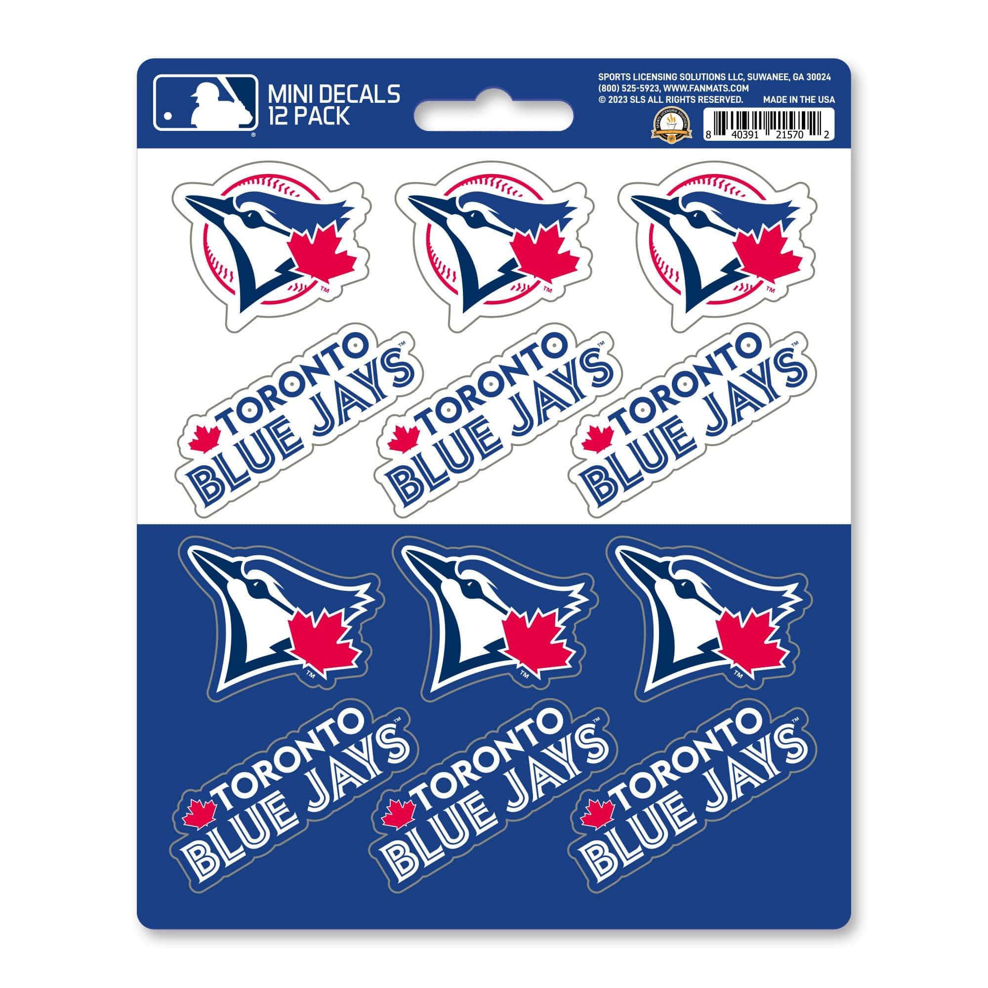 Toronto Blue Jays 12 Count Mini Decal Sticker Pack