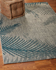 8' X 9' Gray Floral Indoor Outdoor Area Rug - Homeroots