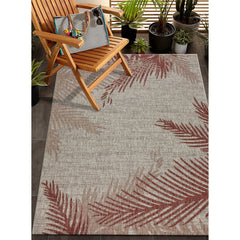 5' X 7' Beige Floral Indoor Outdoor Area Rug