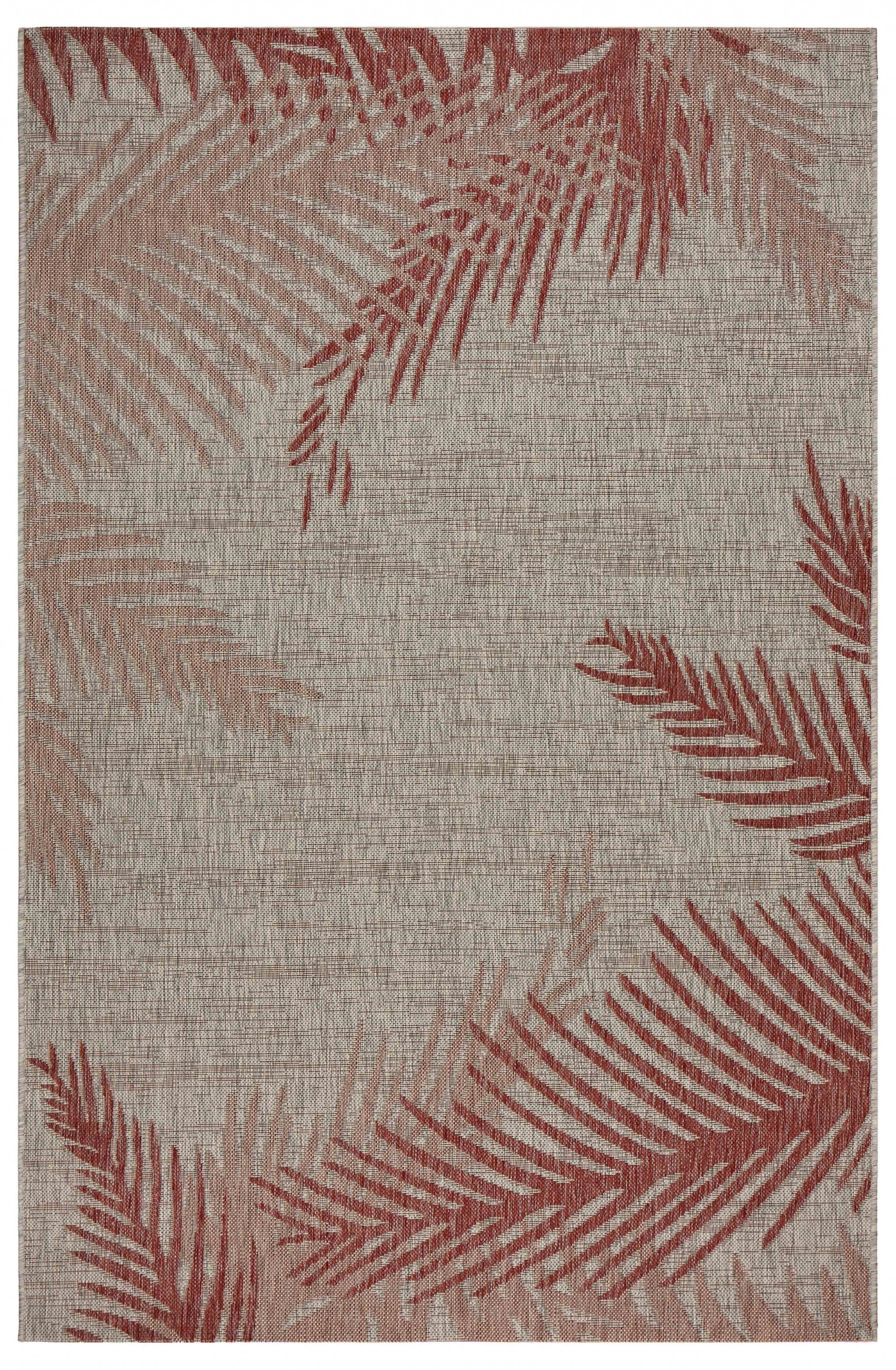 8' X 9' Beige Floral Indoor Outdoor Area Rug