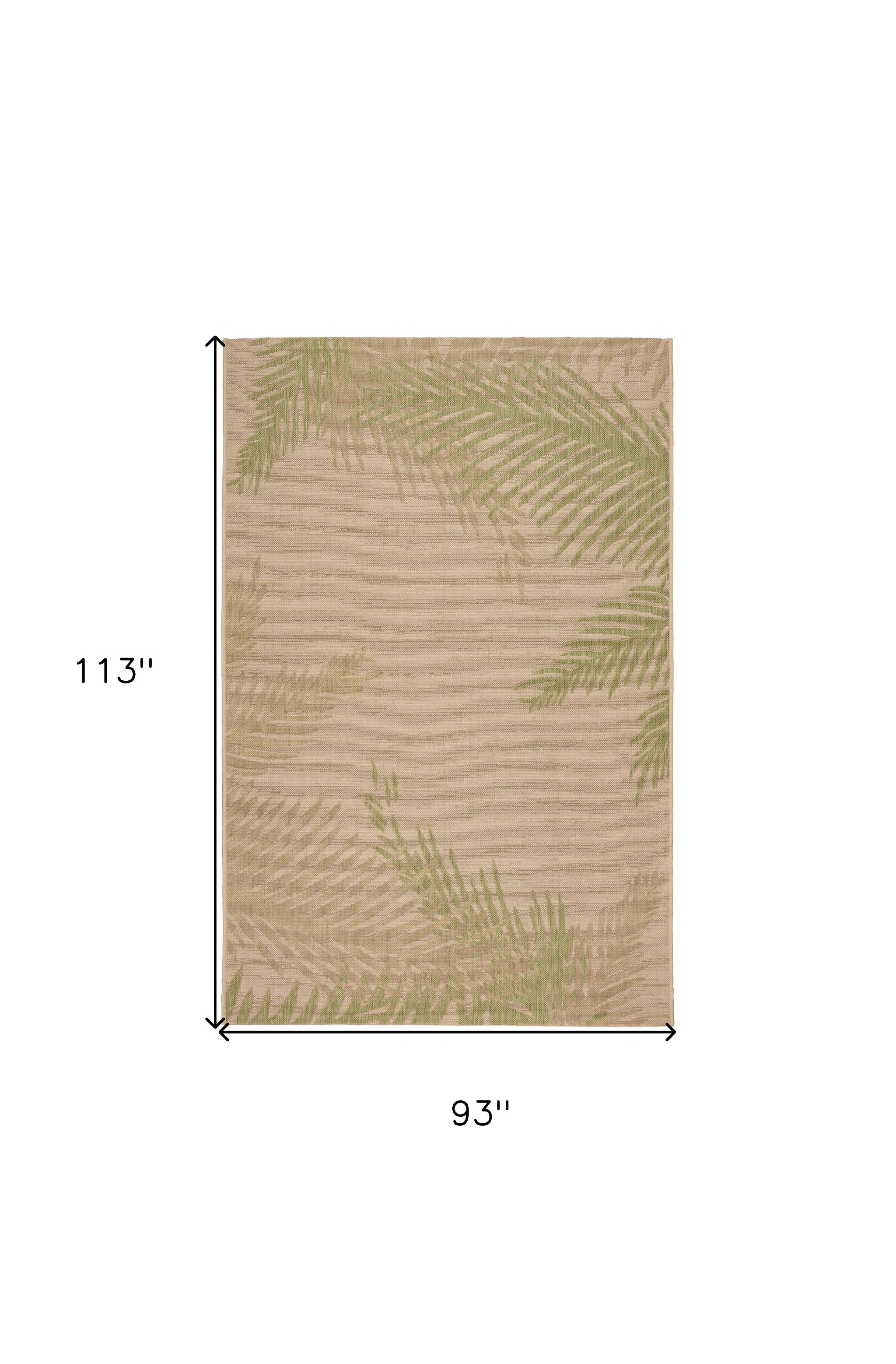 8' X 9' Beige Floral Indoor Outdoor Area Rug