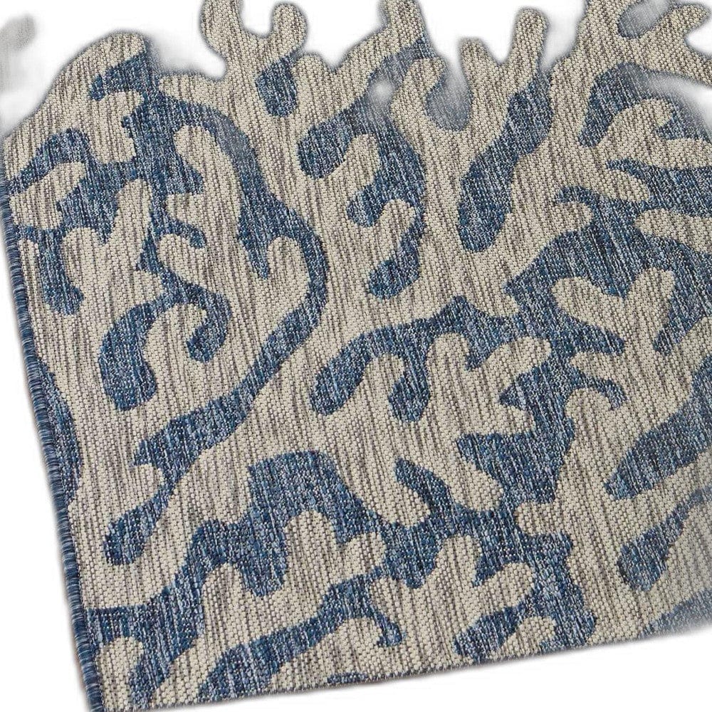 8' X 9' Blue And Gray Indoor Outdoor Area Rug - Homeroots