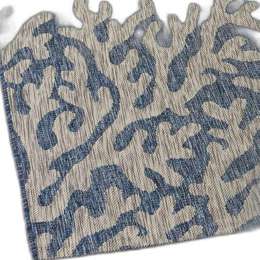 8' X 9' Blue And Gray Indoor Outdoor Area Rug - Homeroots