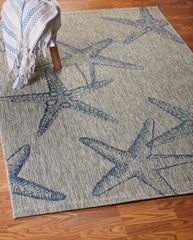 5' X 7' Blue And Gray Indoor Outdoor Area Rug