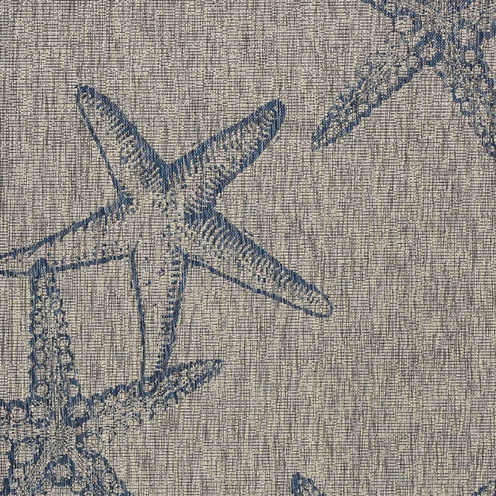 8' X 9' Blue And Gray Starfish Indoor Outdoor Area Rug