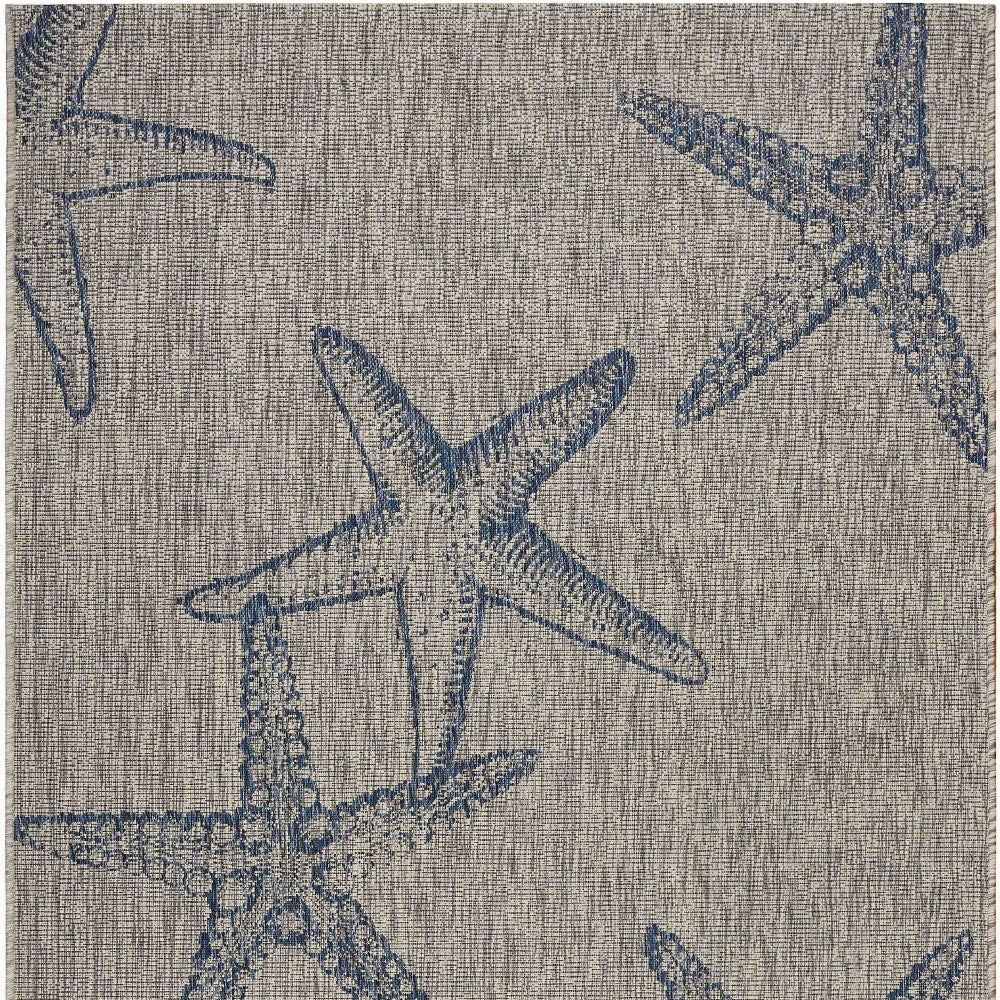 8' X 9' Blue And Gray Starfish Indoor Outdoor Area Rug