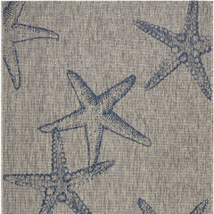 8' X 9' Blue And Gray Starfish Indoor Outdoor Area Rug