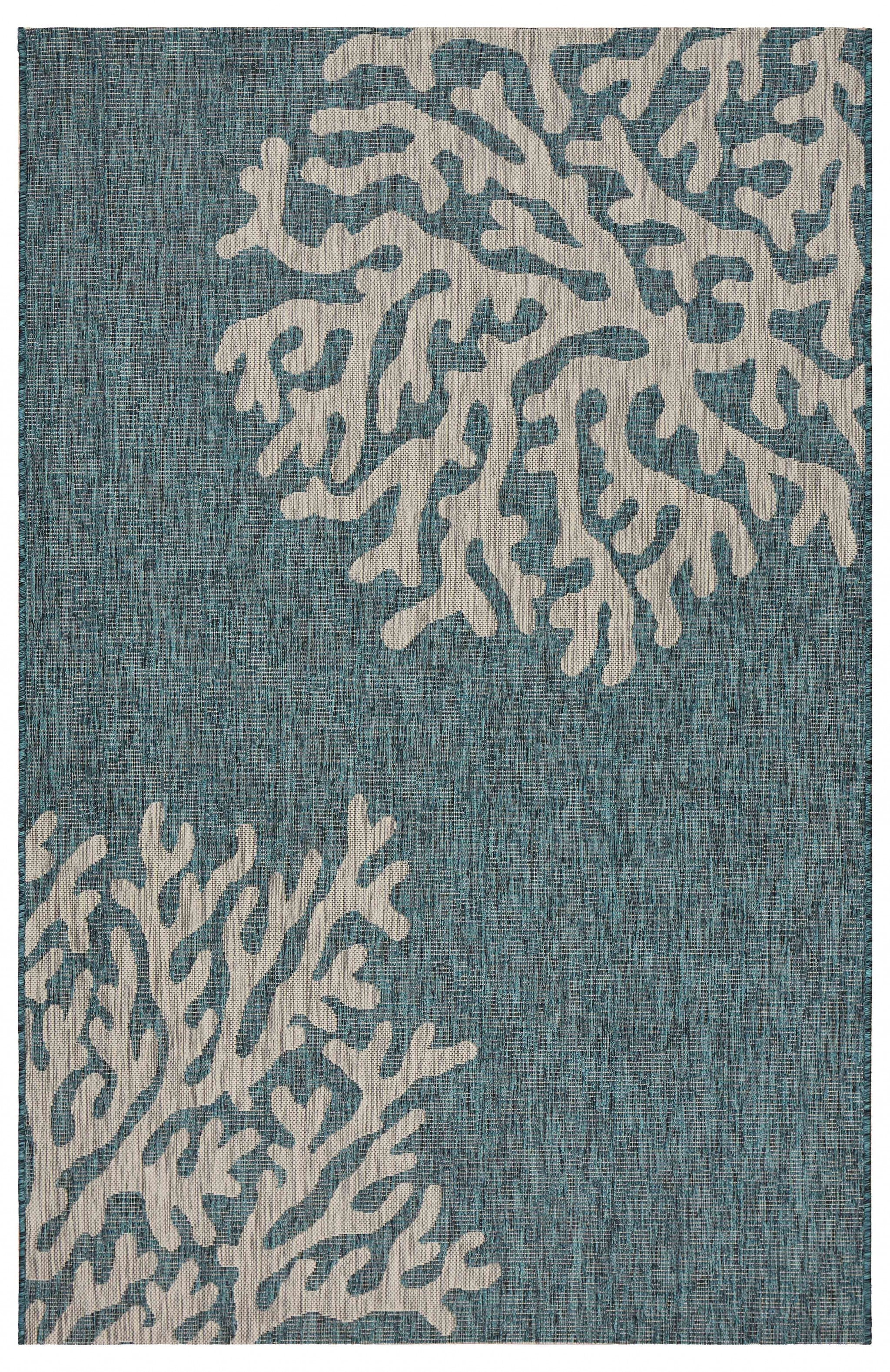 5' X 7' Blue Indoor Outdoor Area Rug