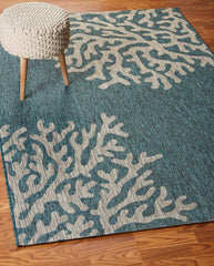 5' X 7' Blue Indoor Outdoor Area Rug