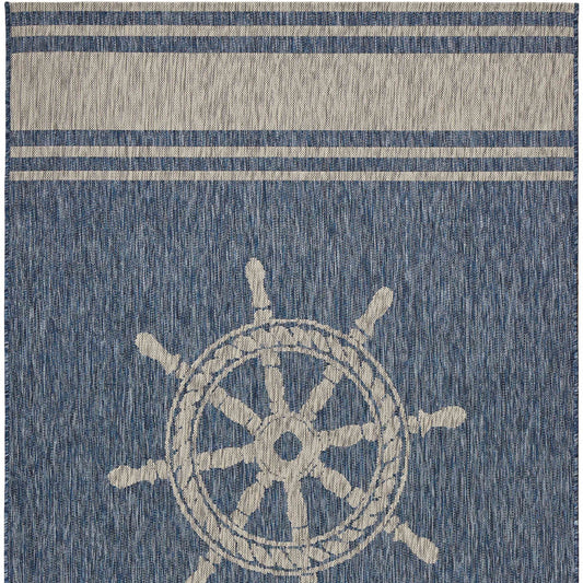 8' X 9' Blue And Gray Indoor Outdoor Area Rug