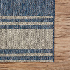 8' X 9' Blue And Gray Indoor Outdoor Area Rug