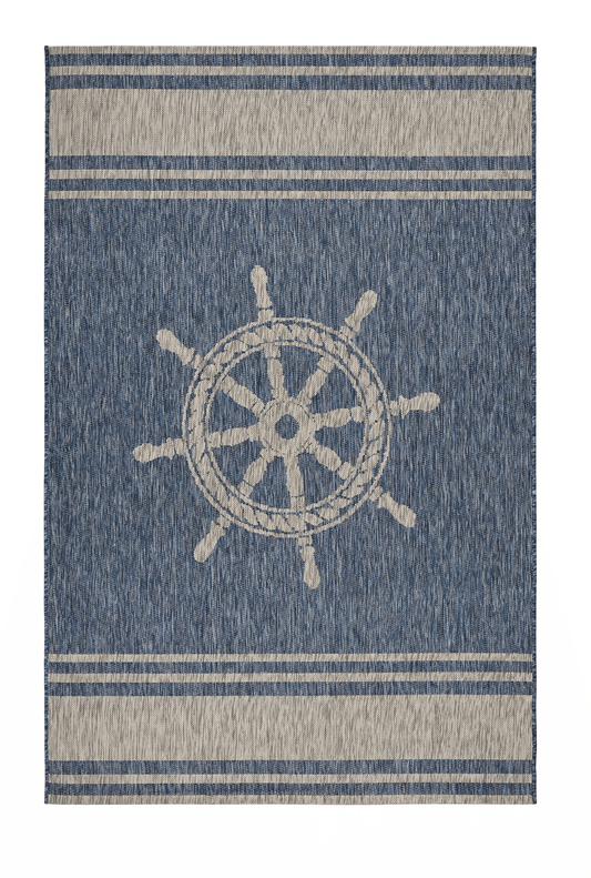 8' X 9' Blue And Gray Indoor Outdoor Area Rug - Homeroots