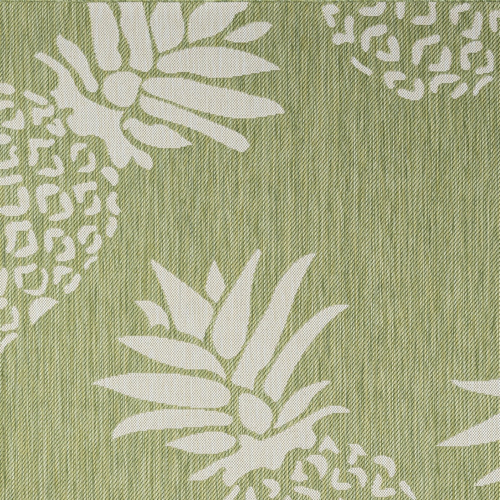 5' X 7' Green Floral Indoor Outdoor Area Rug