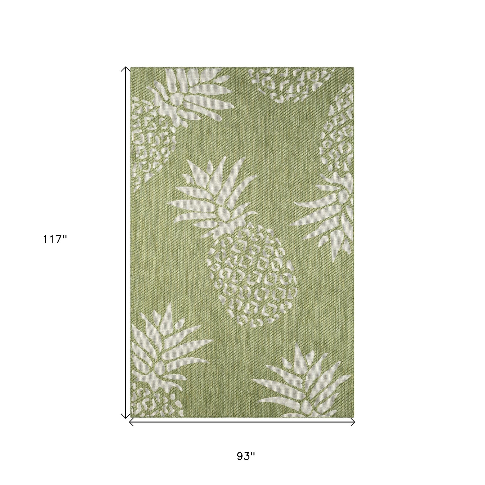 8' X 10' Green Floral Indoor Outdoor Area Rug