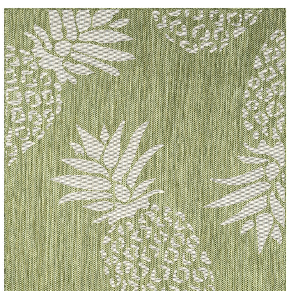 8' X 10' Green Floral Indoor Outdoor Area Rug