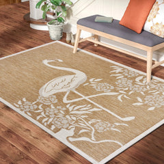 8' X 10' Beige Floral Indoor Outdoor Area Rug