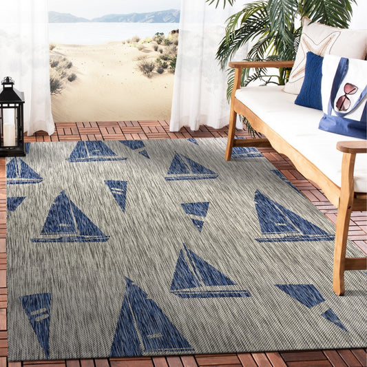 5' X 7' Gray Indoor Outdoor Area Rug