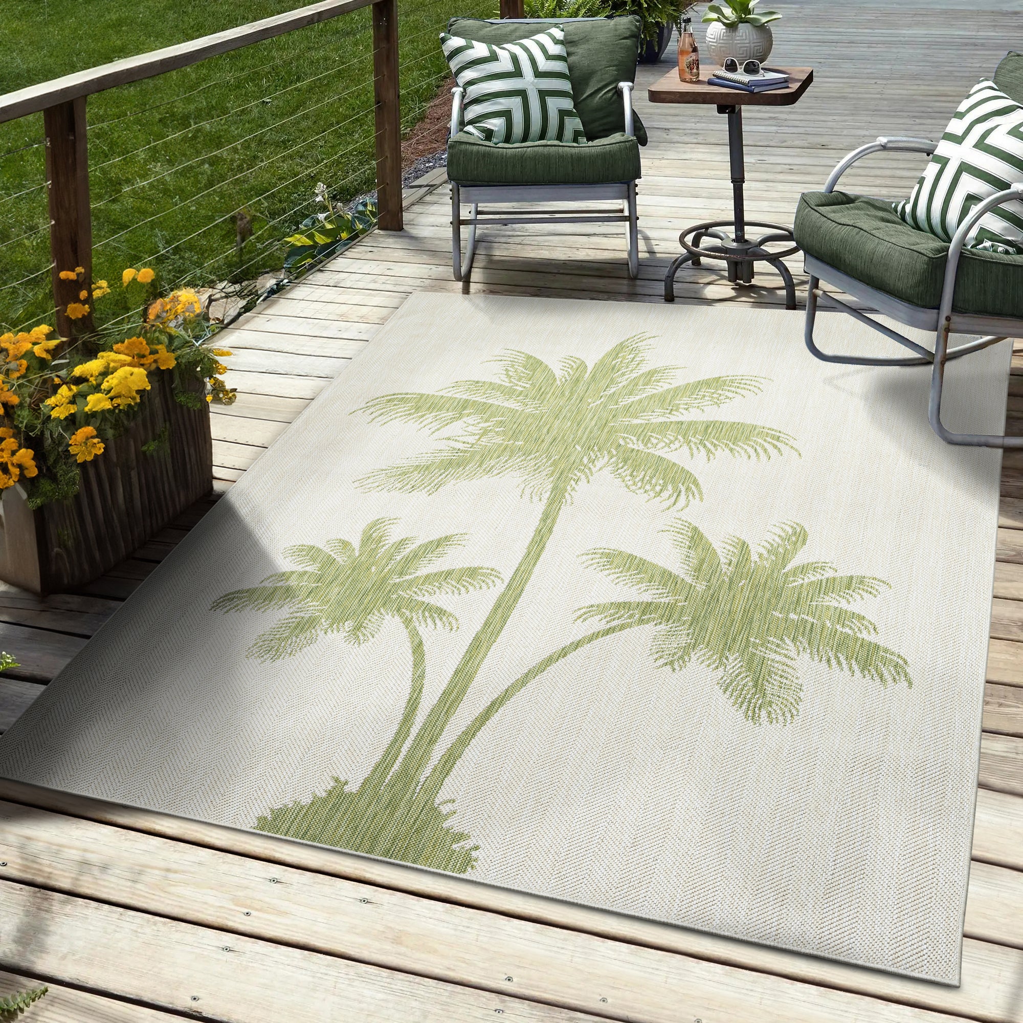 8' X 10' Beige Floral Indoor Outdoor Area Rug